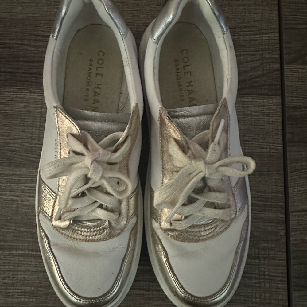 Cole Haan Women's White and Metallic Sneakers